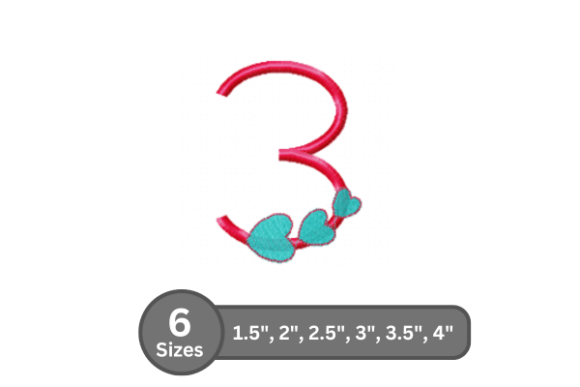 Candy Heart Number -3: A Versatile Embroidery Font for Small Business Branding