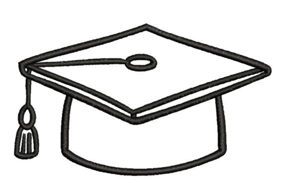 Grad Cap Outline: A Minimalist Embroidery Gem for Boutique Apparel